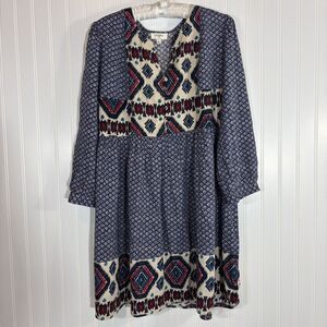 Umgee Womens Southwestern Aztec Print Tunic Dress Size L Tribal Ranch Prairie